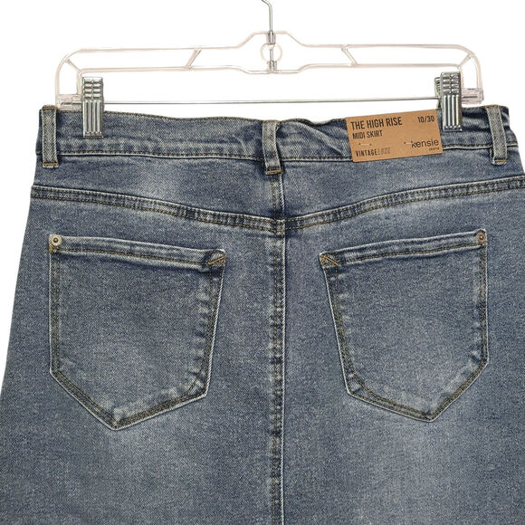 Kensie Jeans The High Rise Midi Skirt Vintage Luxe Blue Denim Casual Classic 10 - Picture 6 of 11